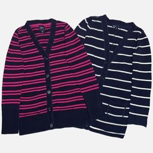 GAP Kids Bundle of 2 Striped Button Up Cardigans Girls Size 8(M)